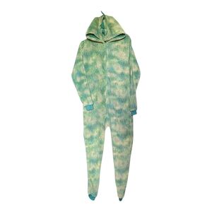 🎃 XL (16) • Cat & Jack • Kids Pajama Hooded Onesie in Green and Blue Dinosaur